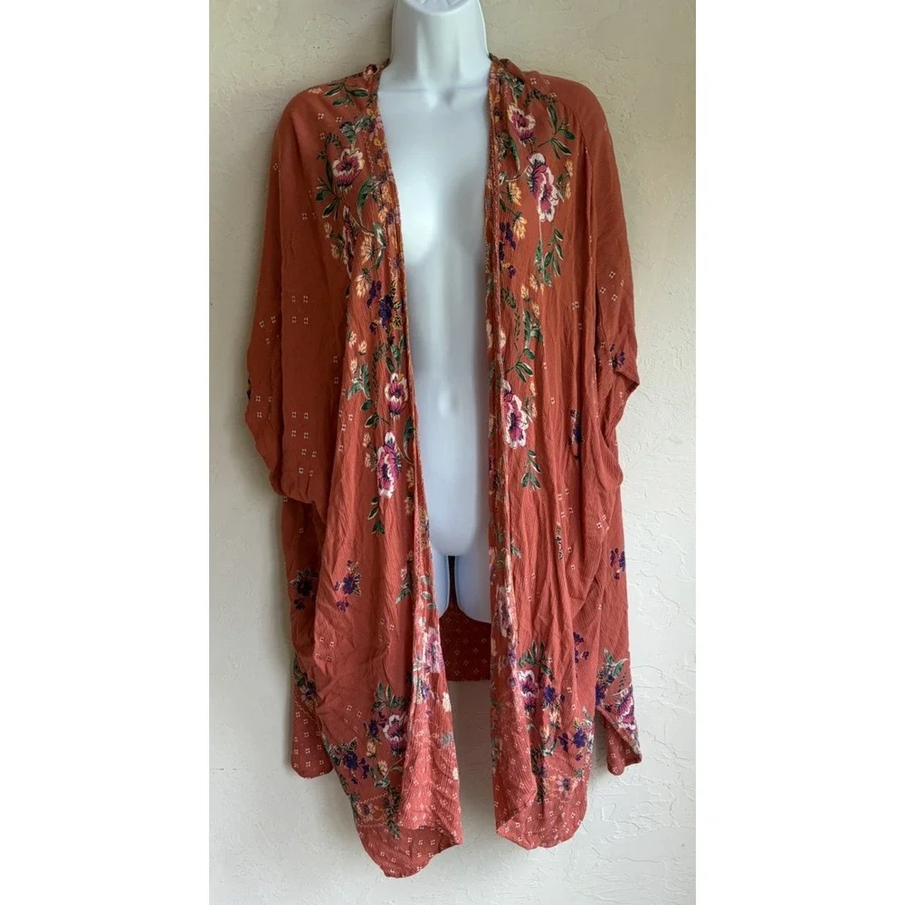 Angie Kimono Top S Oversized Boho Festival Fairy Grunge Cover Up Floral Beach